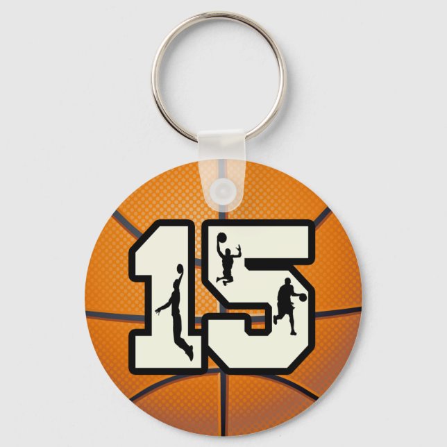 Number 15 Basketball and Players Keychain (Front)