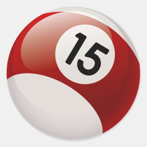 NUMBER 15 BILLARDS BALL CLASSIC ROUND STICKER