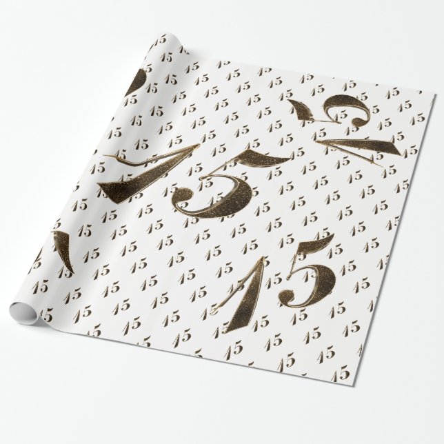 Number 15 Girls 15th Quinceanera Birthday Wedding Wrapping Paper (Unrolled)