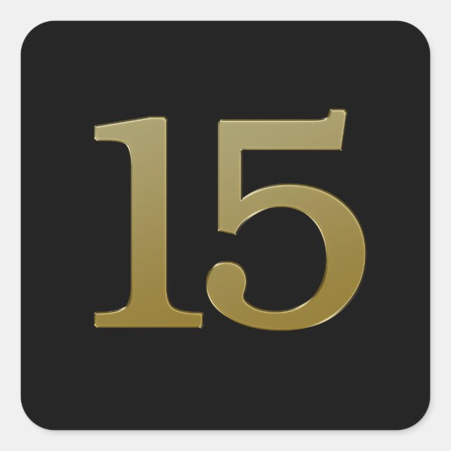 Number 15 Gold Square Sticker (Front)