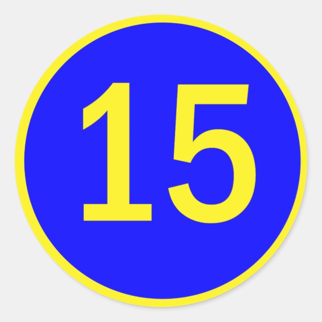number 15 in a circle classic round sticker (Front)