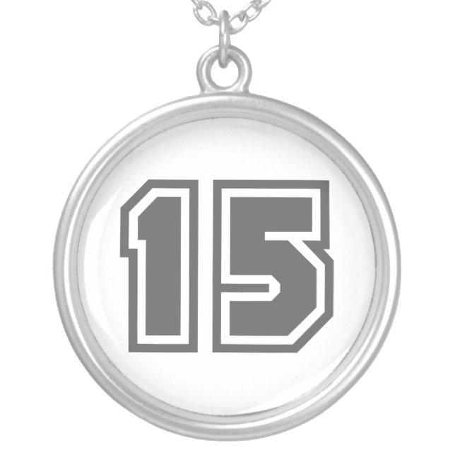 Number 15 silver plated necklace (Front)