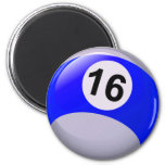 Number 16 Billiards Ball Magnet at Zazzle