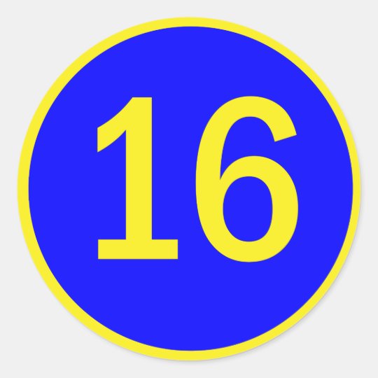 number 16 in a circle classic round sticker | Zazzle