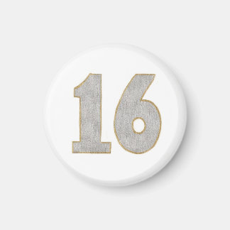 Number 16 magnet in silver and gold