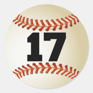 Number 17 Baseball Classic Round Sticker