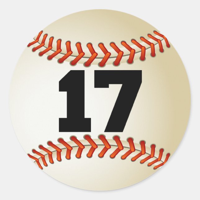 Number 17 Baseball Classic Round Sticker (Front)