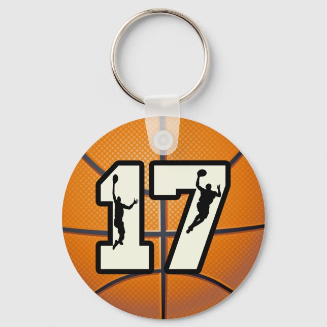 Number 17 Basketball and Players Keychain (Front)