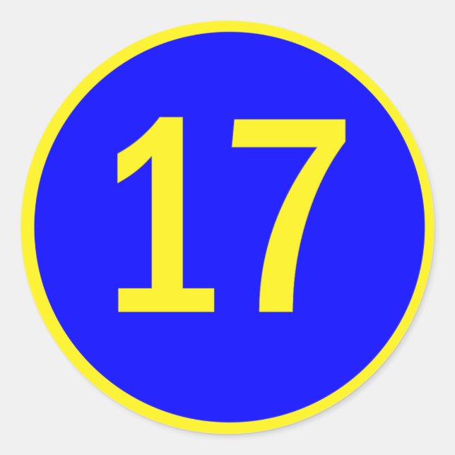 number 17 in a circle classic round sticker (Front)