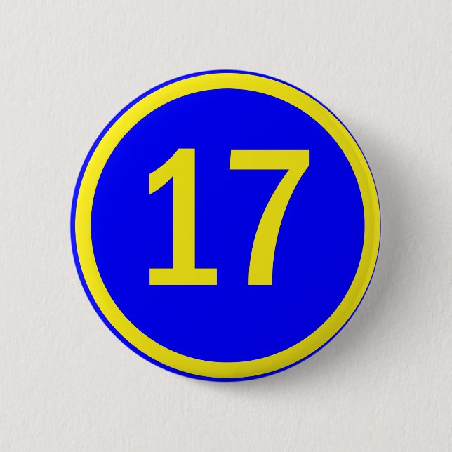 number 17 in a circle pinback button (Front)