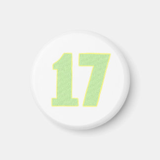 Number 17 magnet in lime green and yellow
