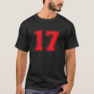 Number 17 Red Sports Jersey Lucky Number T Shirt