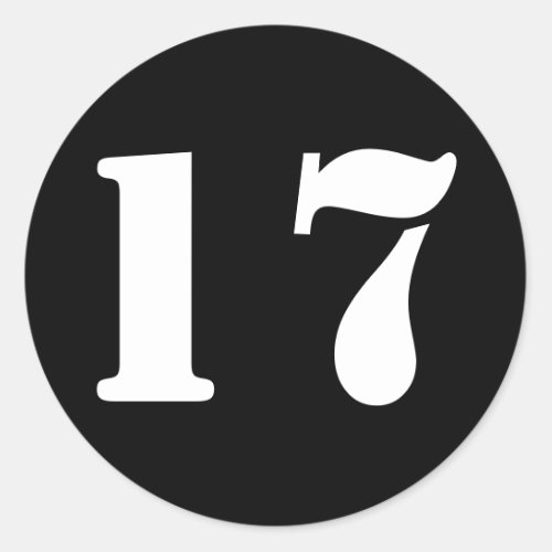 Number 17 Seventeen Black Stencil Numbers by Janz Classic Round Sticker