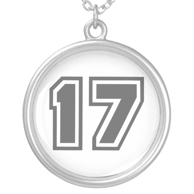 Number 17 silver plated necklace (Front)