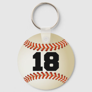 Number 18 Baseball Keychain
