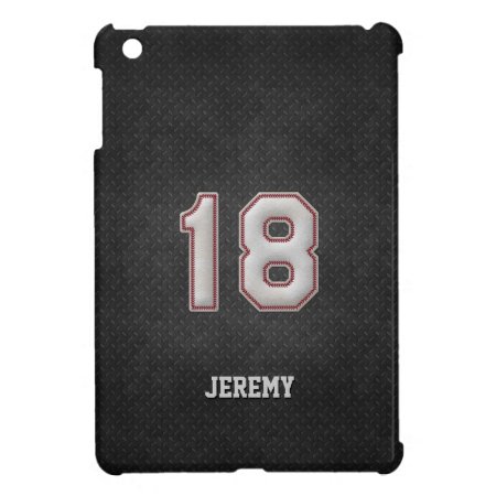 Number 18 Baseball Stitches With Black Metal Look Ipad Mini Cover