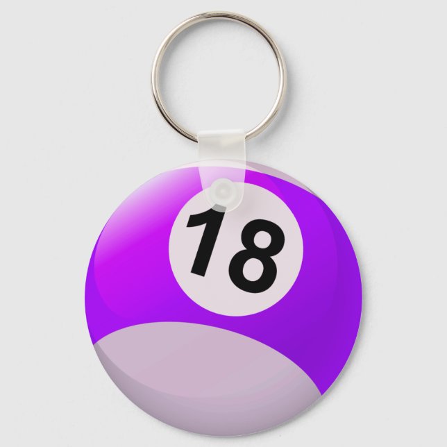 Number 18 Billiards Ball Keychain (Front)