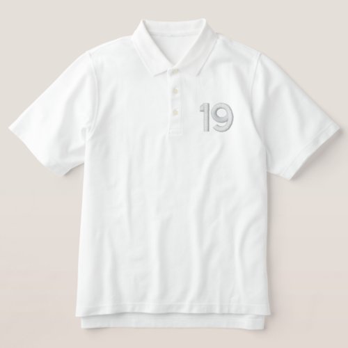 Number 19 embroidered polo shirt