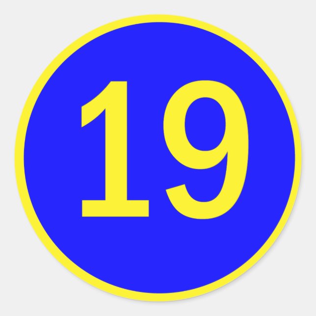 number 19 in a circle classic round sticker (Front)