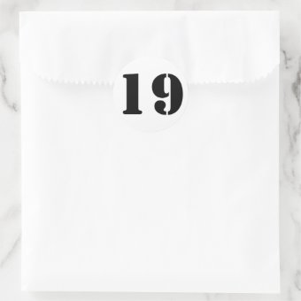 Number 19 Nineteen White Stencil Numbers by Janz Classic Round Sticker