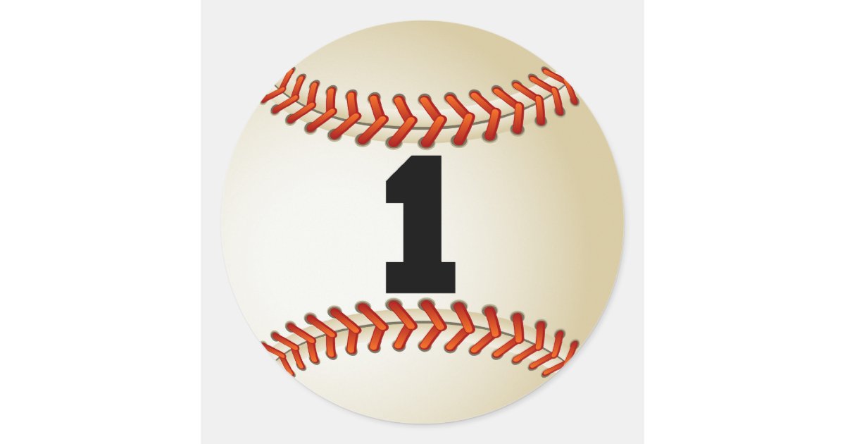 Number 1 Baseball Classic Round Sticker | Zazzle