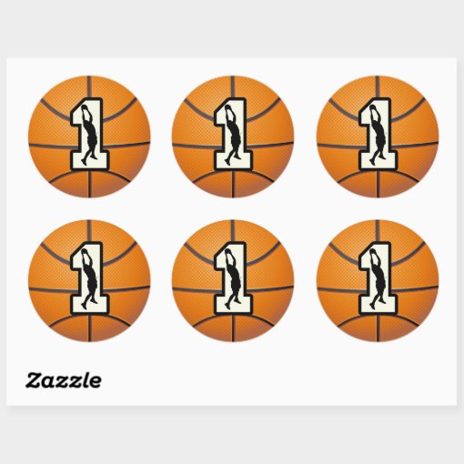 Number 1 Basketball and Player Classic Round Sticker Zazzle