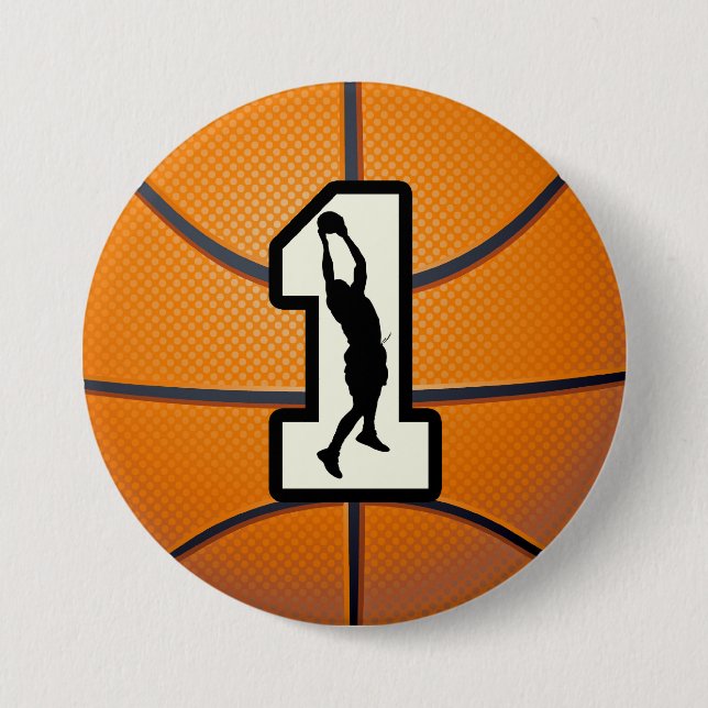 Number 1 Basketball and Player Pinback Button (Front)