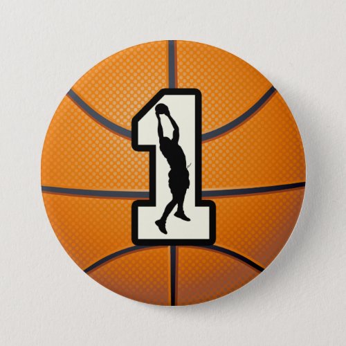 Number 1 Basketball and Player Pinback Button