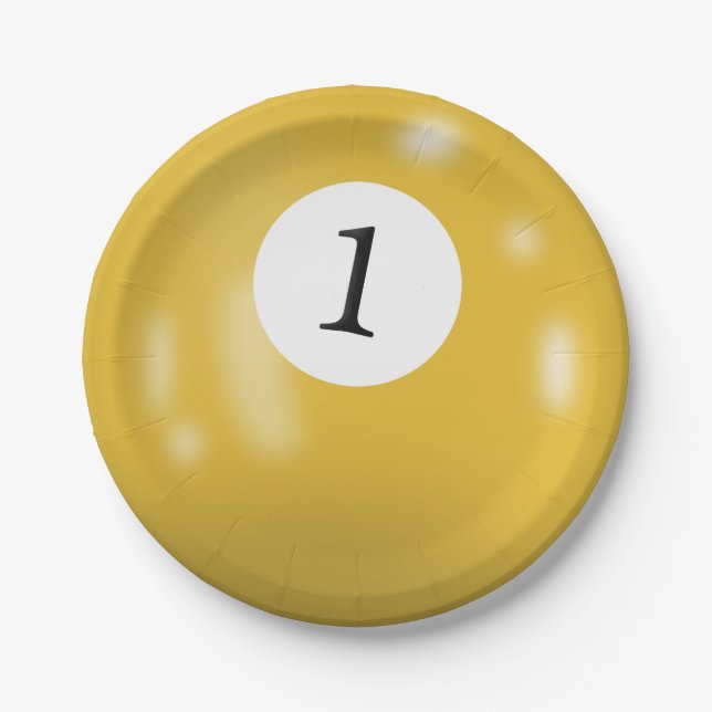 Number 1 billiards ball paper plates (Front)