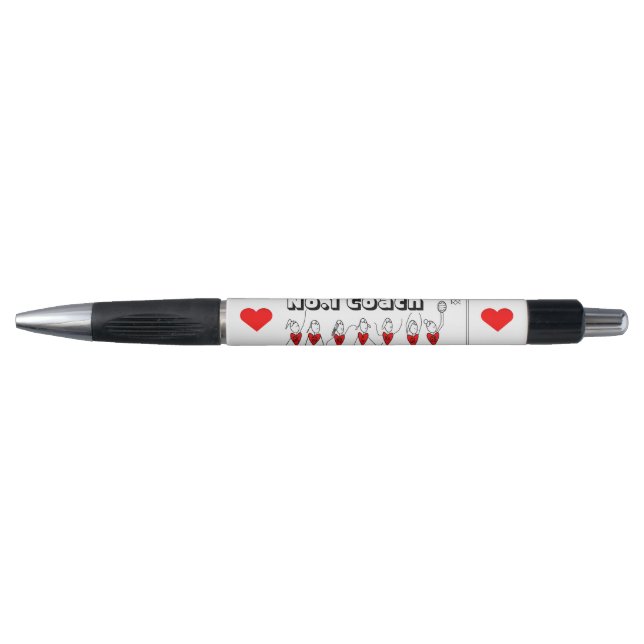 Number 1 Coach Love Netball Heart Design Pen (Front)