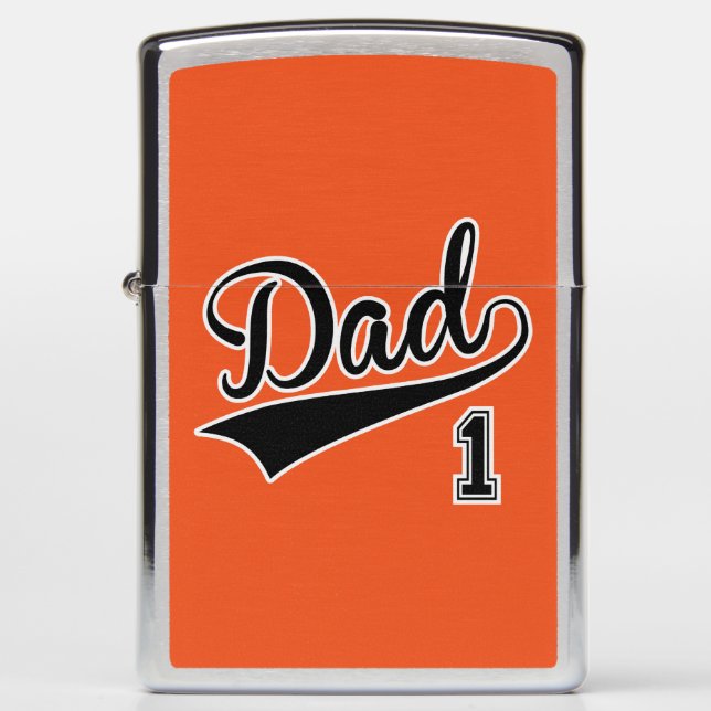 Number 1 Dad - Baseball Script Zippo Lighter (Front)