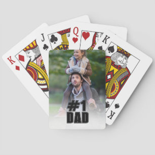 Number 1 DAD Create Your Own Photo Varsity Font Poker Cards