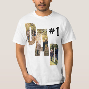 Number 1 Dad Custom Photo Letters T-Shirt