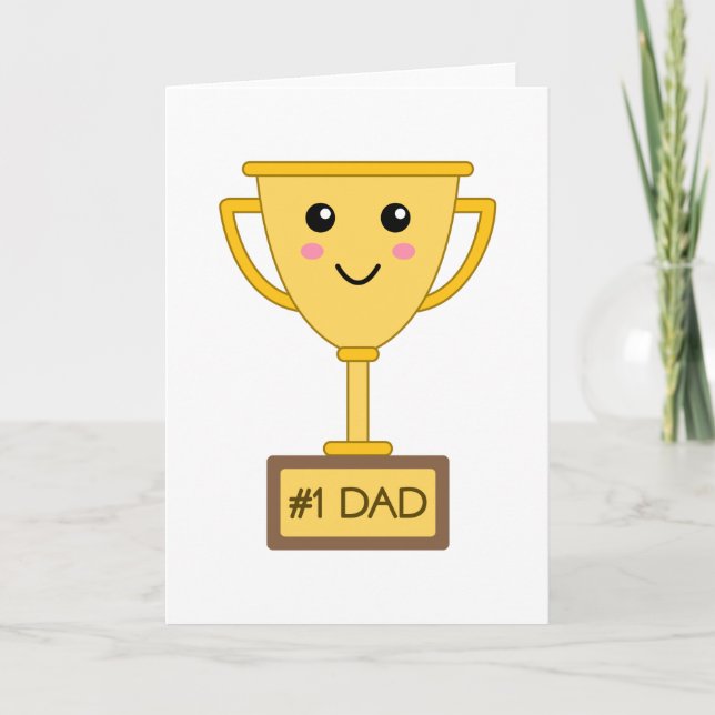 Number 1 Dad Cute Trophy Father's Day Card (Front)