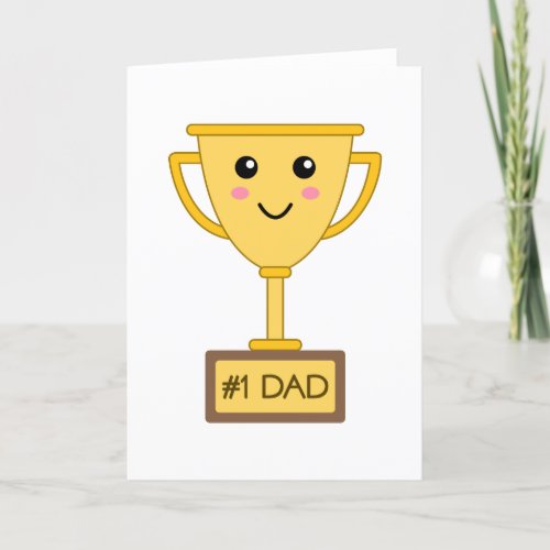 Number 1 Dad Cute Trophy Fathers Day Card