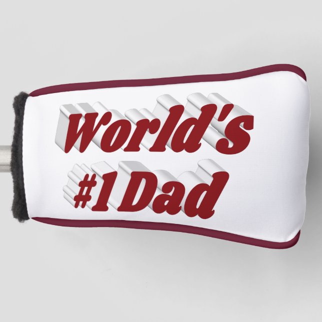 Number 1 Dad Fathers Day burgundy text  Golf Head  Golf Head Cover (Front)