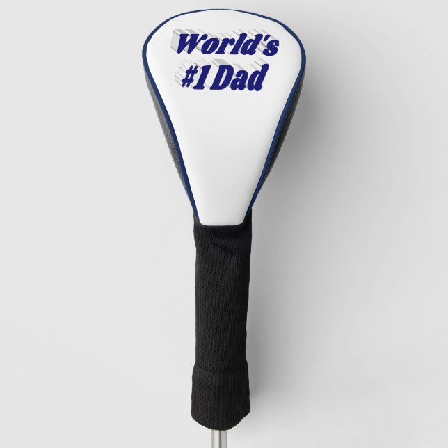Number 1 Dad Fathers Day dark blue text  Golf Head Cover (Front)