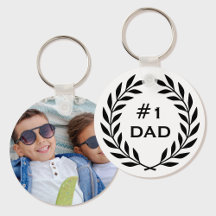 Number 1 Dad Laurel Wreath Custom Photo Black