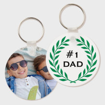 Number 1 Dad Laurel Wreath Custom Photo Green