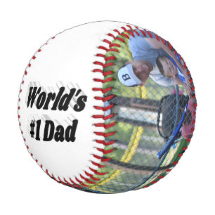 Number 1 Dad Photo Fathers Day black Baseball