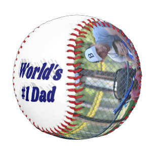 Number 1 Dad Photo Fathers Day dark blue Baseball