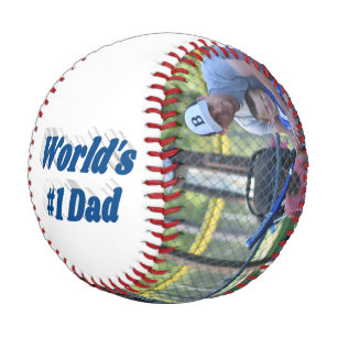 Number 1 Dad Photo Fathers Day sea blue Baseball