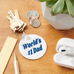 Number 1 Dad sea blue text  Keychain