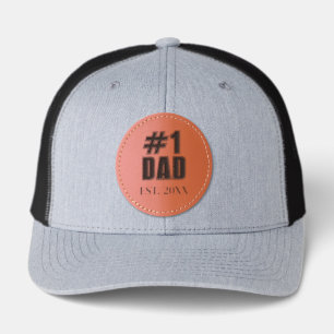 Number 1 DAD Varsity Font Established Year AllStar Leather Patch Hat
