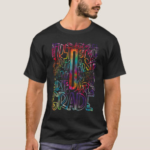 Number 1 First Grade Tie Dye Colorful Back To Scho T-Shirt