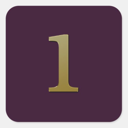 Number 1 gold on purple square sticker