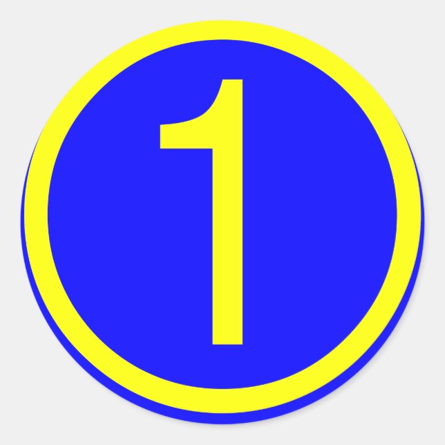 number 1 in a circle classic round sticker (Front)