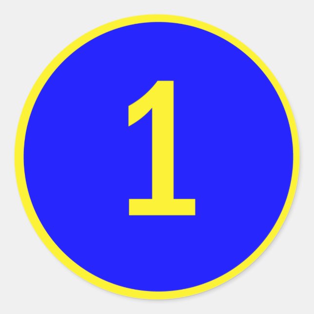 number 1 in a circle classic round sticker (Front)