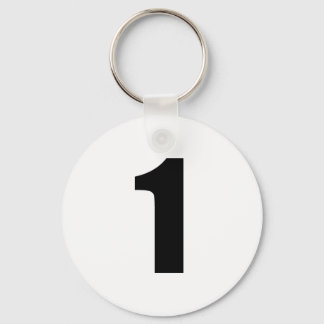 number 1 in black on white button keychain