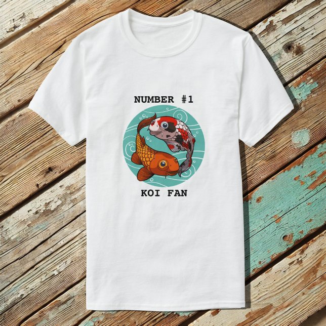 Number 1 Koi Fan Two Koi Carp Swimming Cartoon T-Shirt (Creator Uploaded)